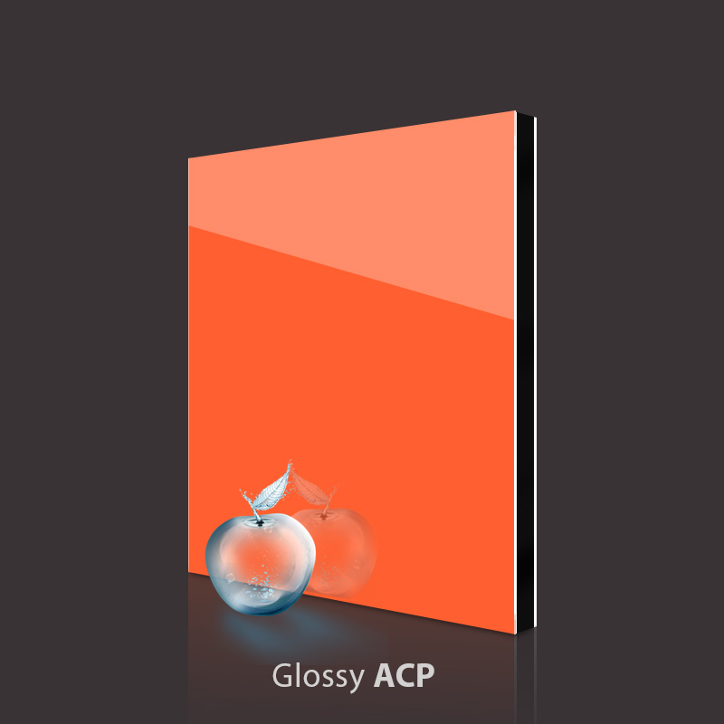 Glans orange kompositpanel i aluminium